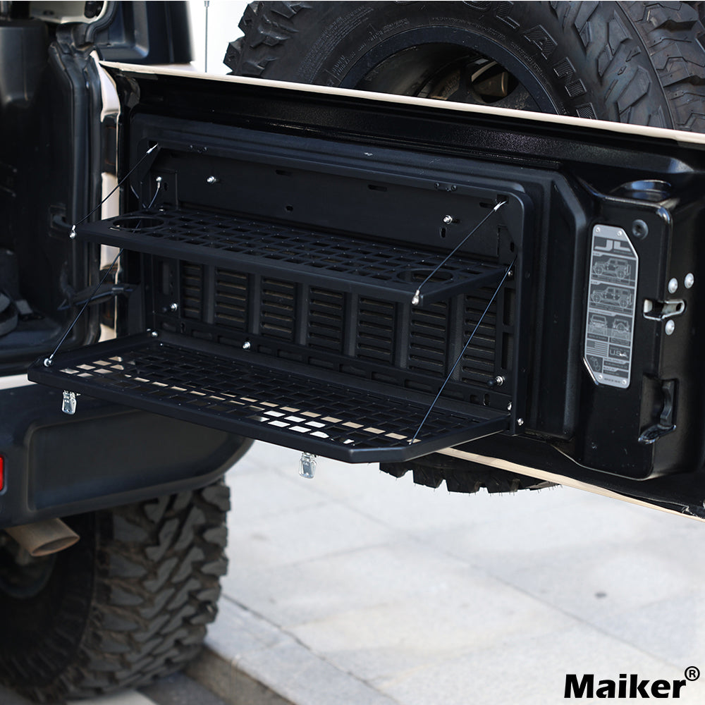Table de hayon 2 étages arrière Rangement pliable Cargo Rack Bureau de camping extérieur pour 2007- Jeep
