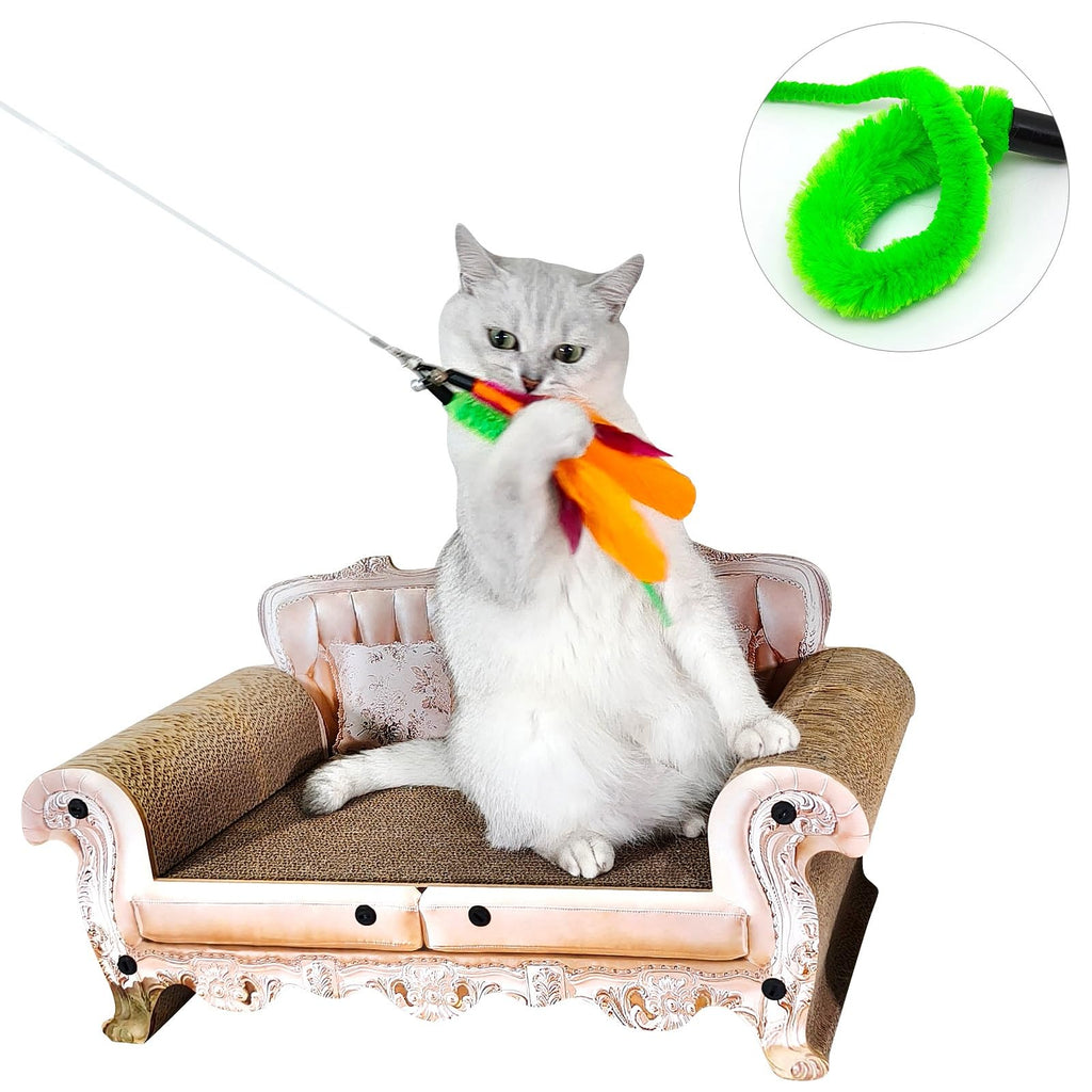 2PCS Retractable Cat Teaser Wands & 9PCS Feather Recharges Jeu de jouets Tige télescopique double taille