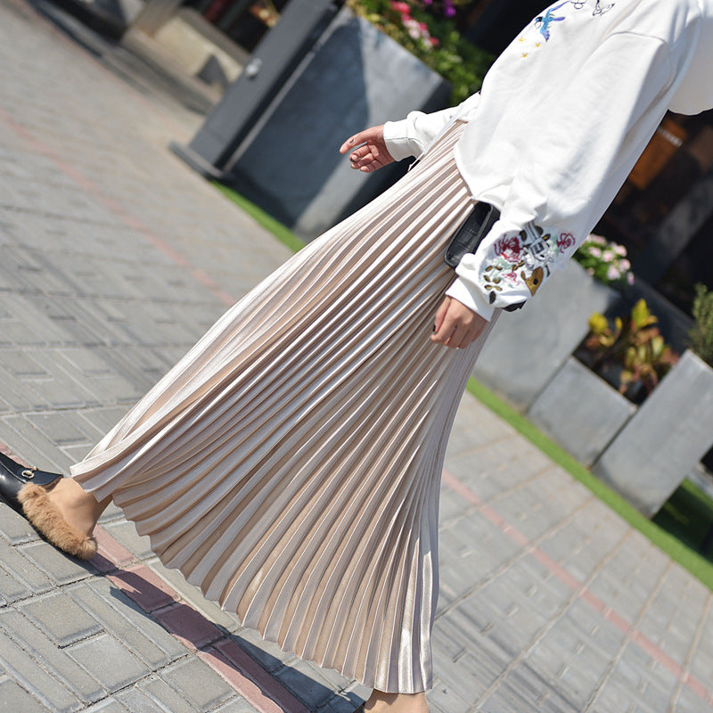 Jupe plissée Jupe Printemps et Été High Waist Mode rétro