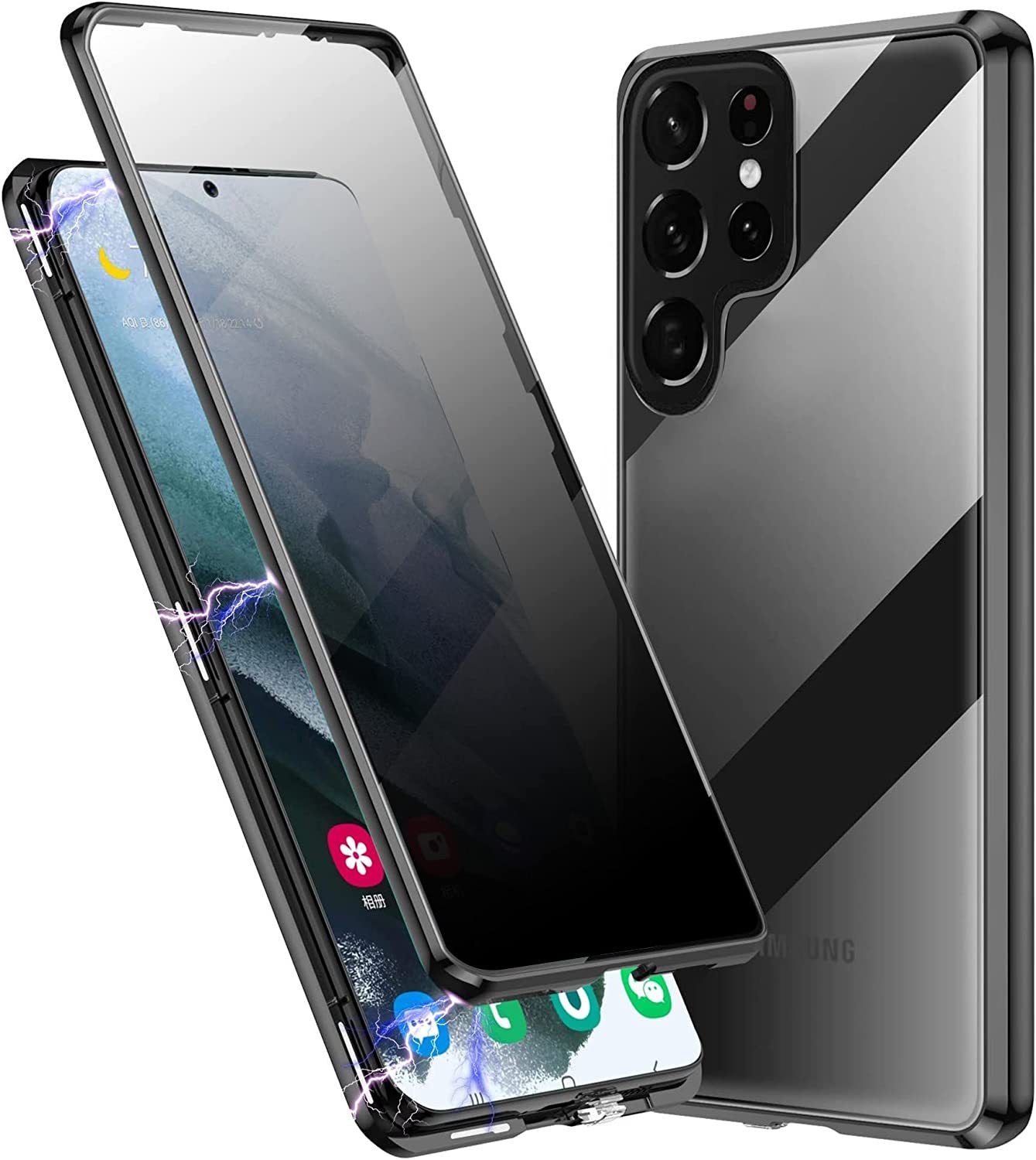Boîtier de téléphone étanche Ensembles magnétiques en verre double face en métal