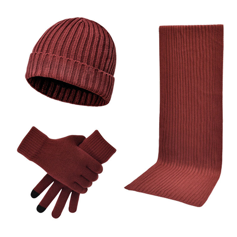 Gants d'écharpe de chapeau en laine chaude, tricotés par des hommes et des femmes