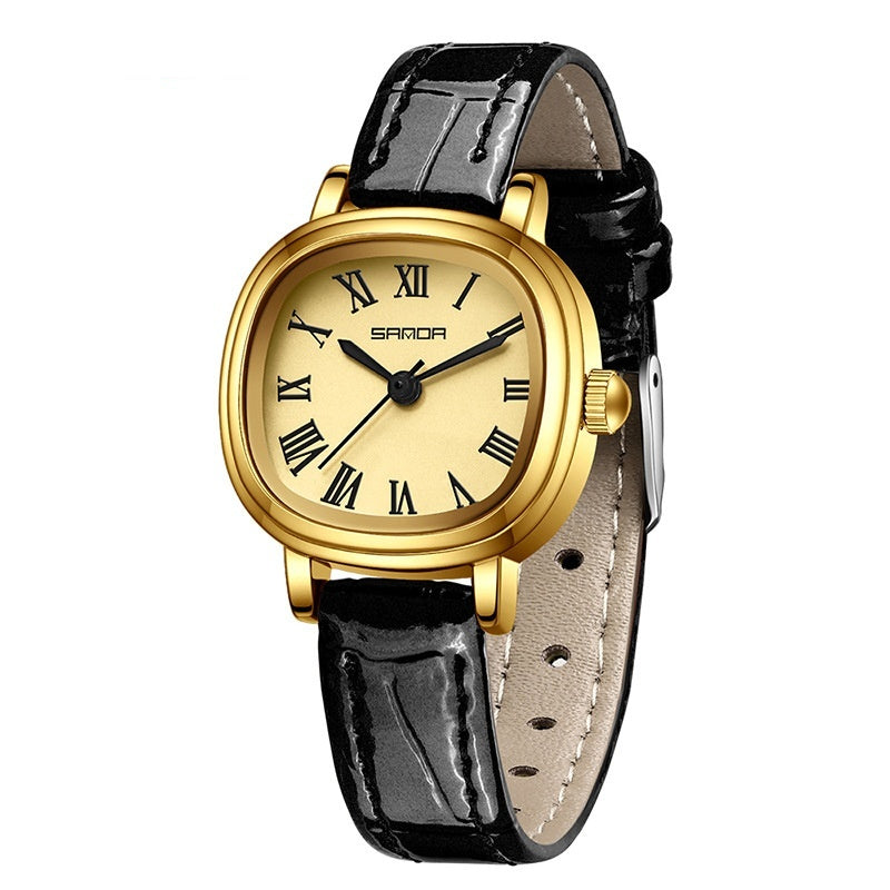 Montre Quartz à échelle romaine carrée féminine