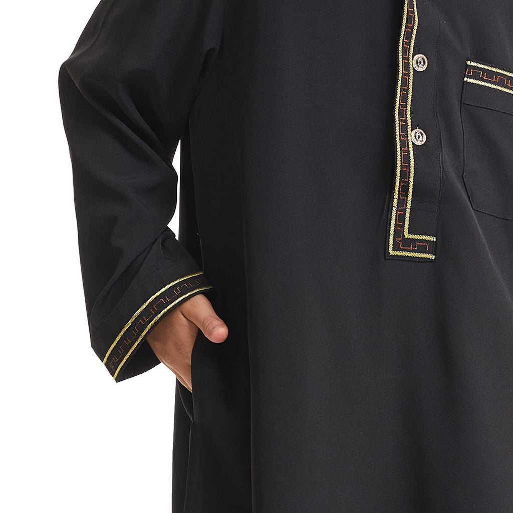 Moyen-Orient garçon Robe Stand Collar Button longue chemise