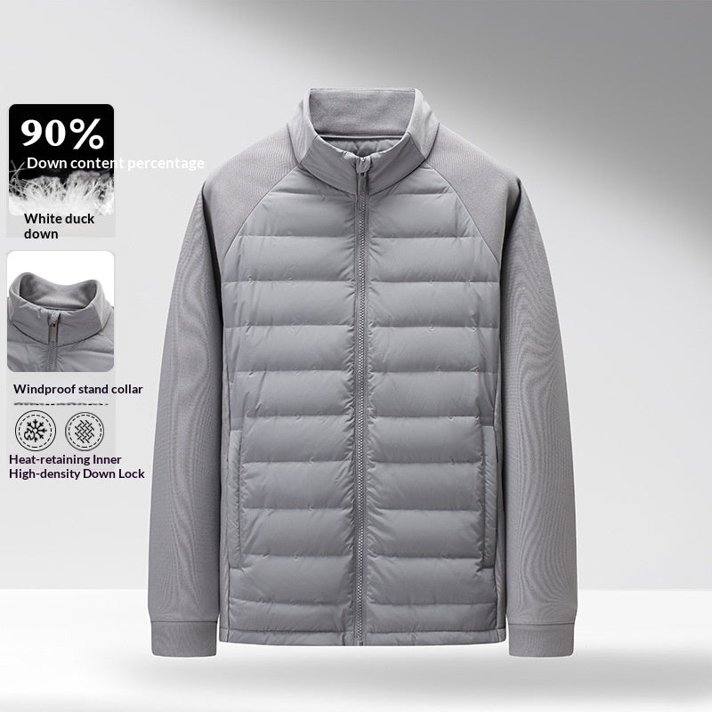 Hommes Stand-Up Collar Patchwork Légère et chaude veste duvet