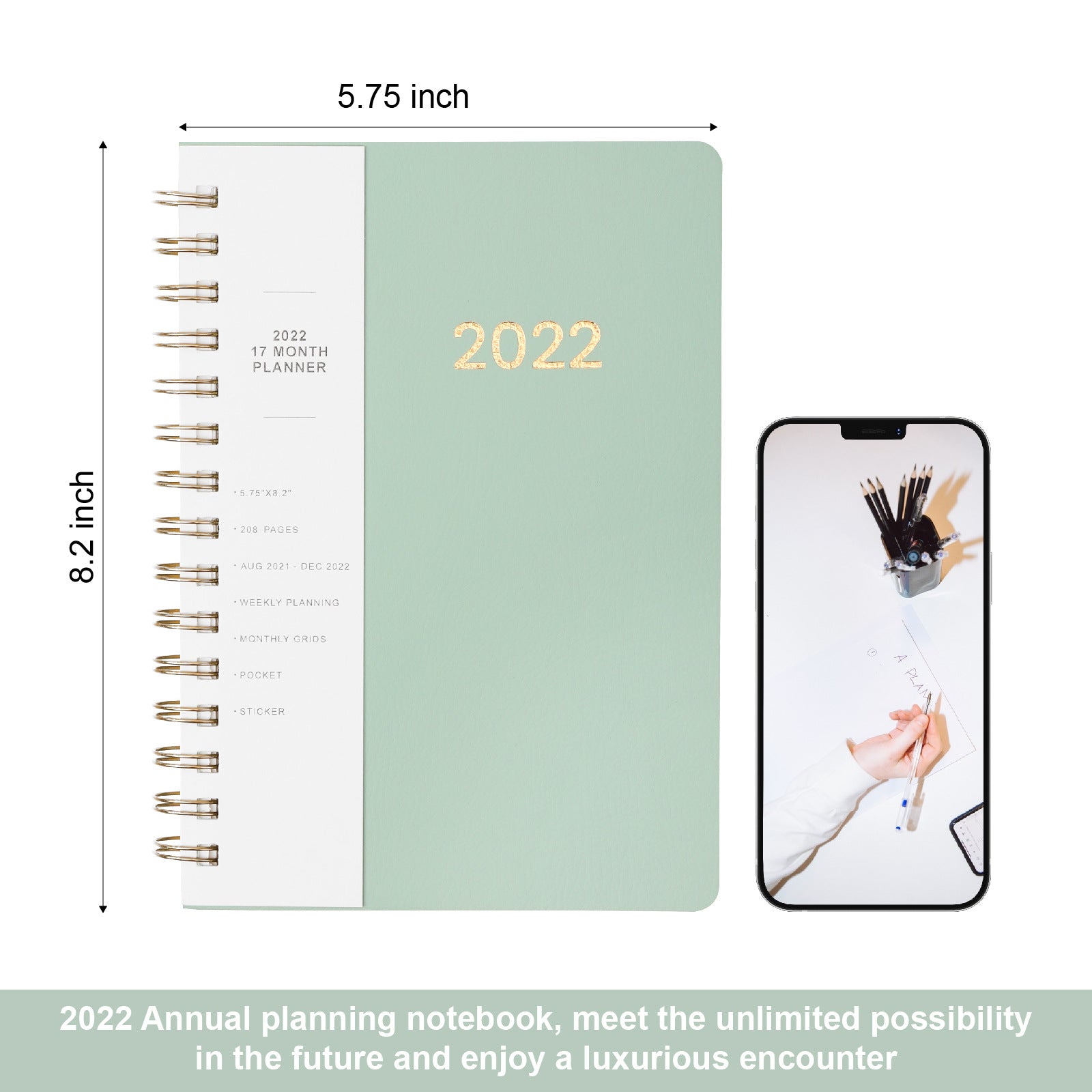 Anglais complet 365 jours Coil Calendrier annuel Plan étudiant Cahier