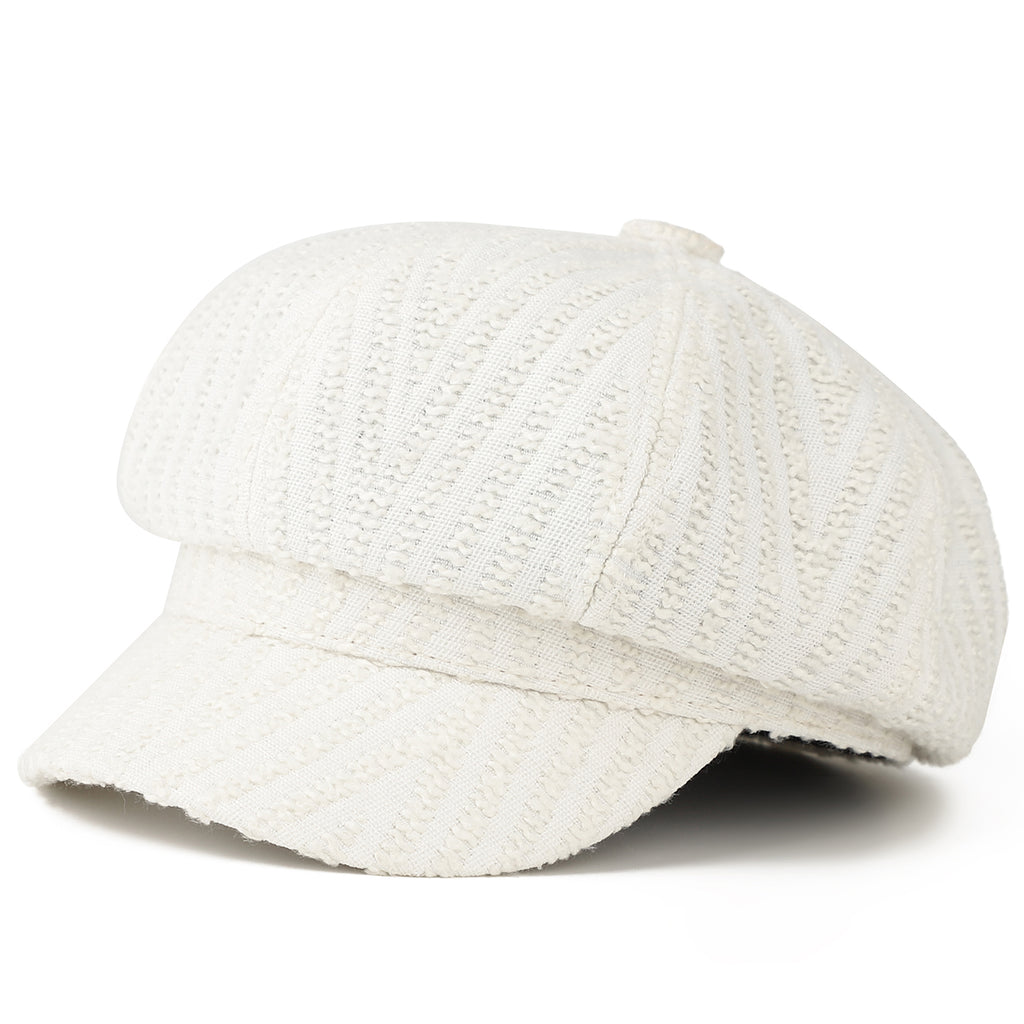 Texture verticale Casquette Octagonal Newsboy - Chapeau de peintre retro japonais - Suitab