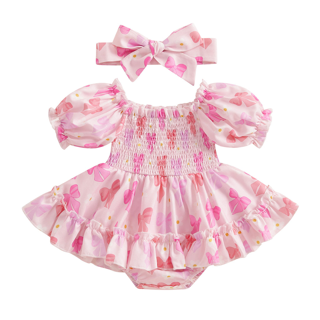 Romper à manches courtes avec imprimé floral Tie-Dye