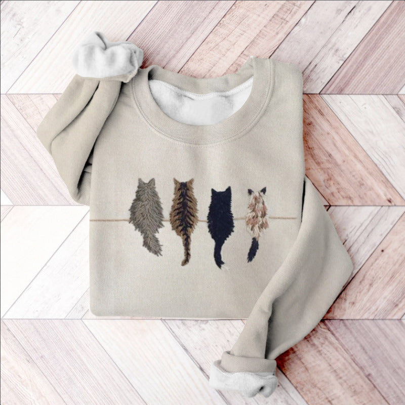 Sweatshirt à manches longues avec imprimé européen et américain