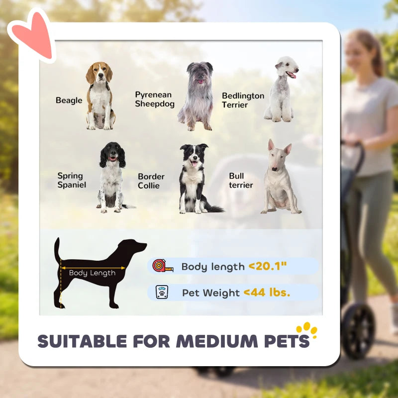 3-wheel Pet Stroller with Easy Click Quick Fold