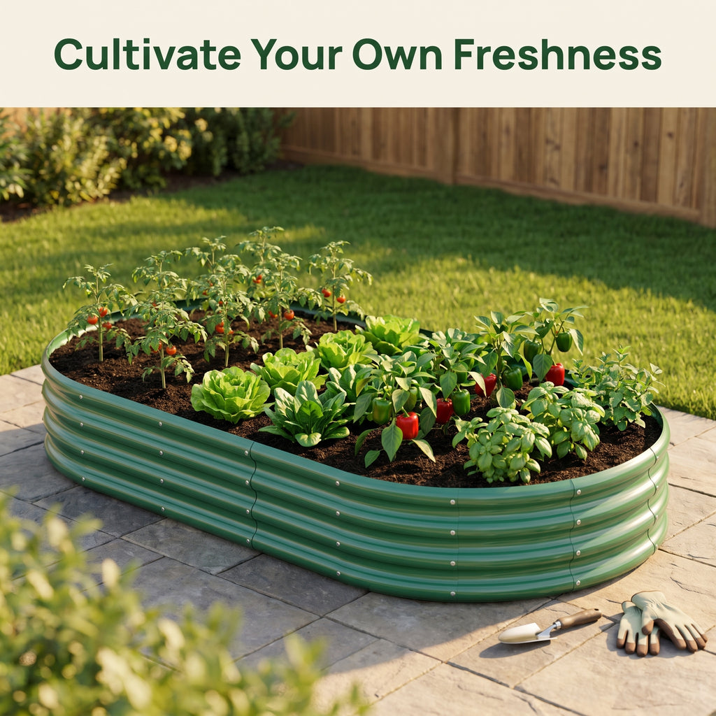 Lit de jardin surélevé galvanisé 8x4x1ft - Boîte de planteur métallique pour légumes