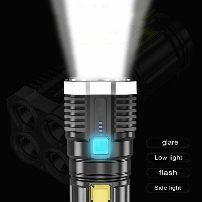POWERFUL tactique Quad-Core Super lampe de poche LED torche USB Camping rechargeable
