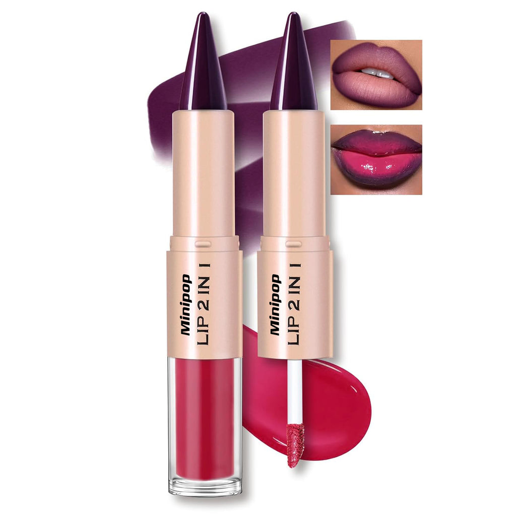 Double-bout étanche à la boue 2-en-1 Lip Gloss and Lip Liner