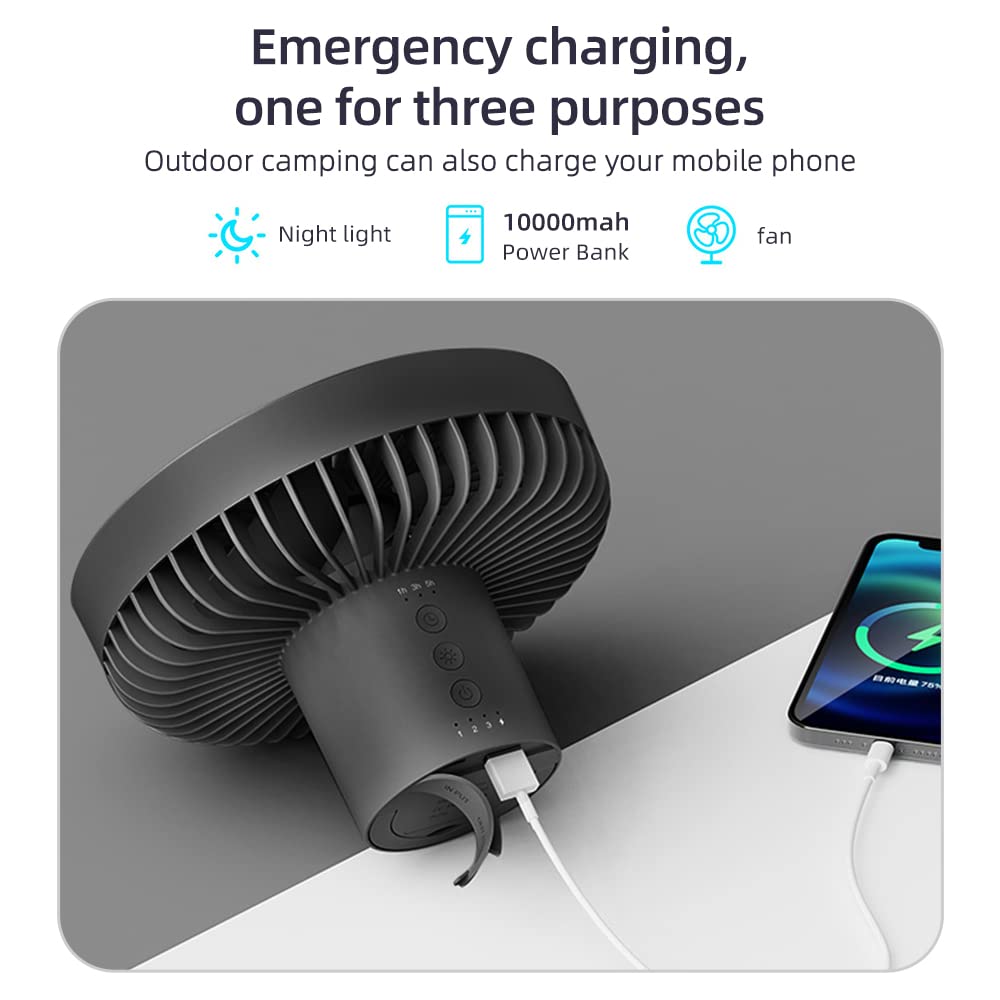 Suspendre Trépied à double usage Ventilateur extérieur léger USB Camping Tente Portable Petit ventilateur de plafond