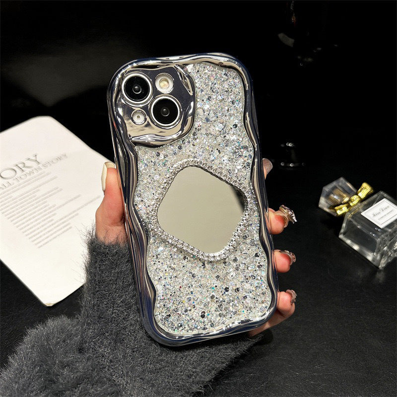 Miroir en forme de cœur Paillettes High Sense Ins Coque téléphonique