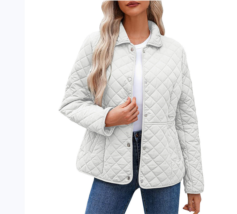 Women's Solid Color Lapel Quilted Jacket