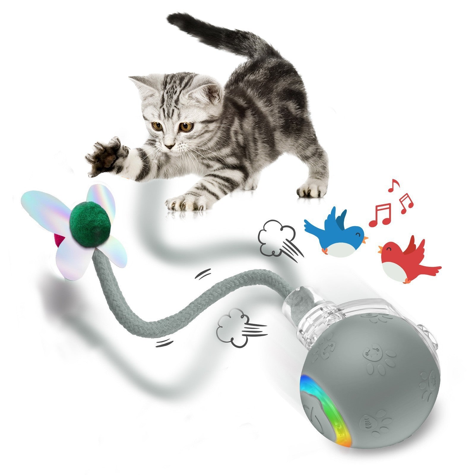 Balle de jouets pour animaux intelligents avec une corde pour chats