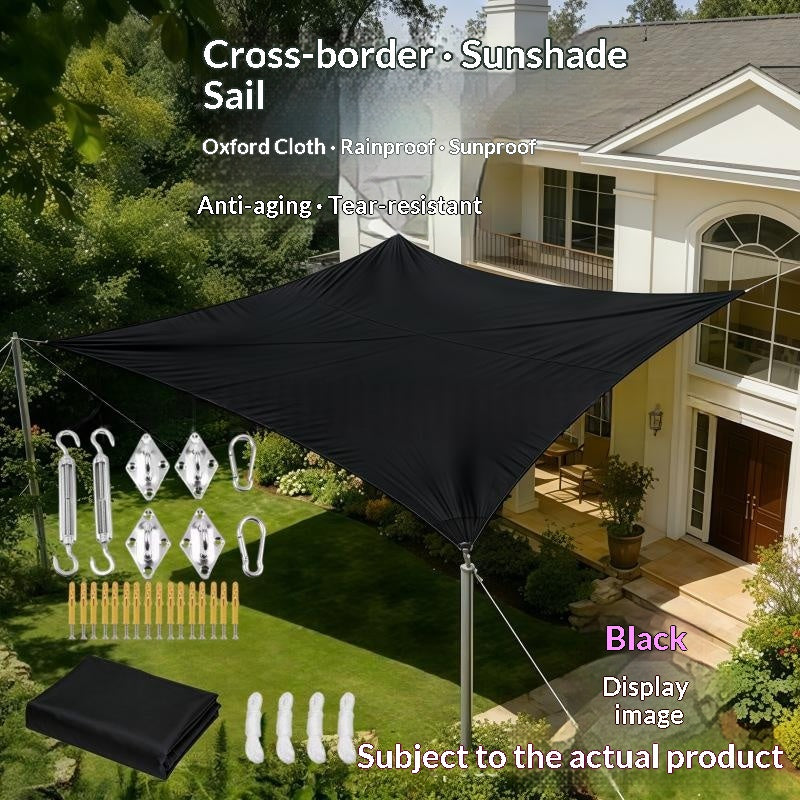 Voile d'ombre solaire à quatre corners avec accessoires pour cour extérieure et utilisation commerciale