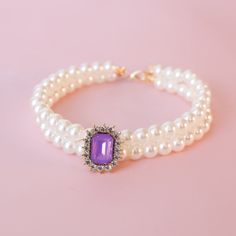 Perle Double brin de strass haut de gamme Lumineux bijoux accessoires pour chiens