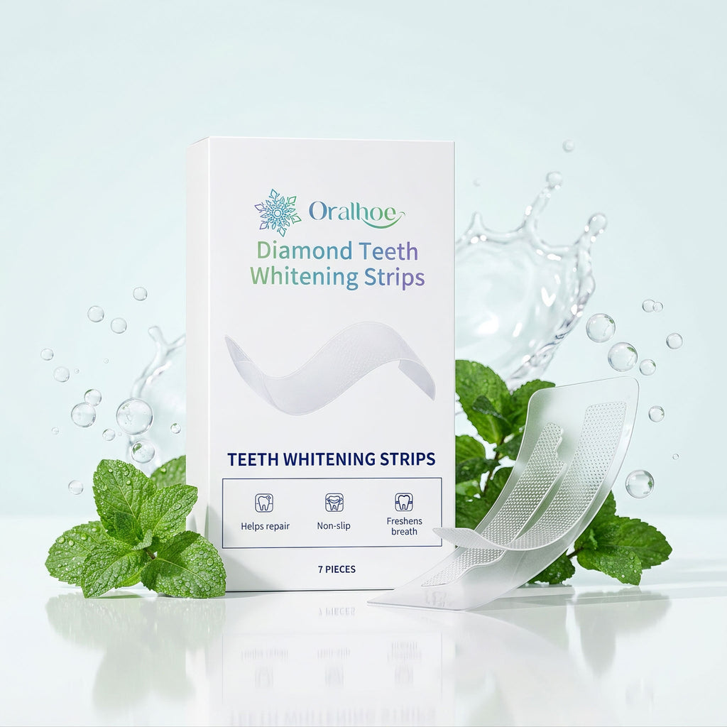 Des bandes de dents brillantes rafraîchissent doucement le souffle et fournissent des soins de surface