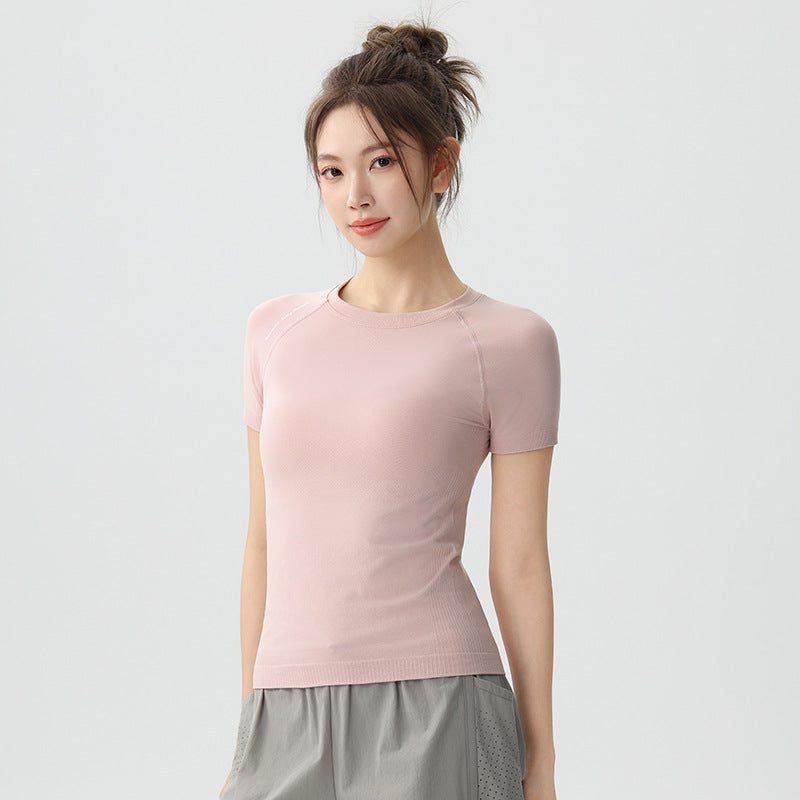 Courir rapidement à manches courtes pour femmes d'été mince entraînement de fitness Yoga Top Slim Fit