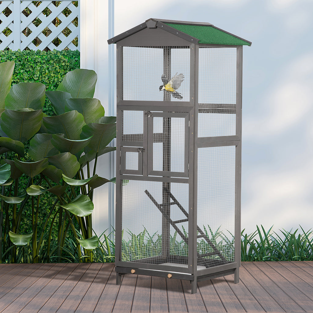 65" Cage d'oiseaux en bois Maison d'aviaire extérieure pour perroquet
