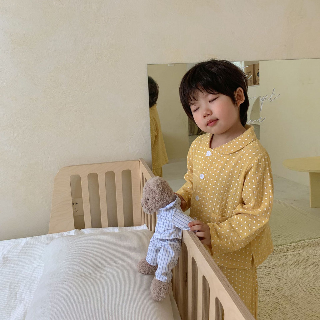 Pyjama pour enfants Cotton Gauze Polka Dot Longue Manches Deux pièces