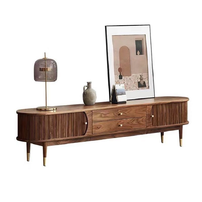 Nordic Solid Wood Tv Cabinet Black Walnut Simple Moderne Tv Retro Combinaison Salon H