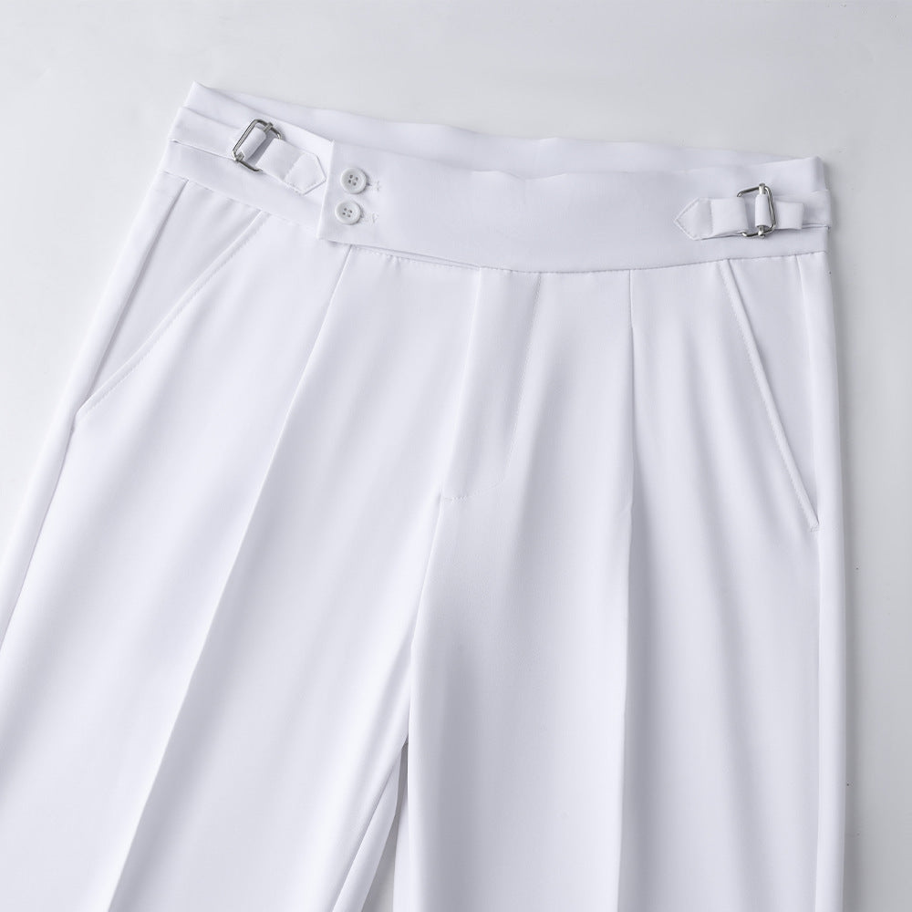 Pantalons pour hommes non-iron réglables de taille légère Business Gentleman Straight Leg Pantalons