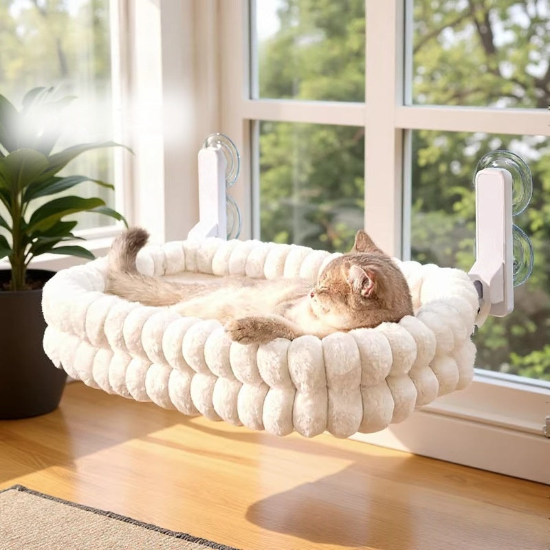 Lit en laine de hamac de chat en maille doublée de fenêtre Suspendu de chat