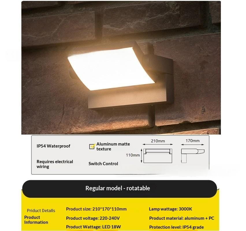 LED Outdoor Motion-Sensor Imperméable Lumière murale Balcon
