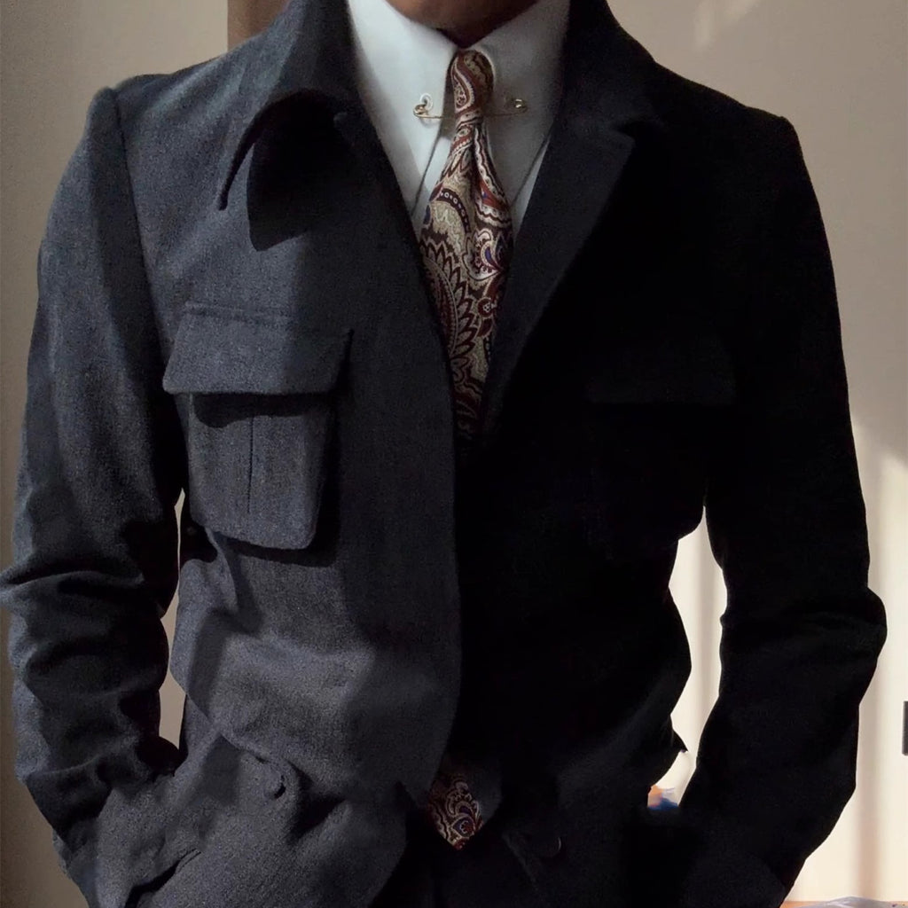 Manteau retro brossé chaud mi-longueur