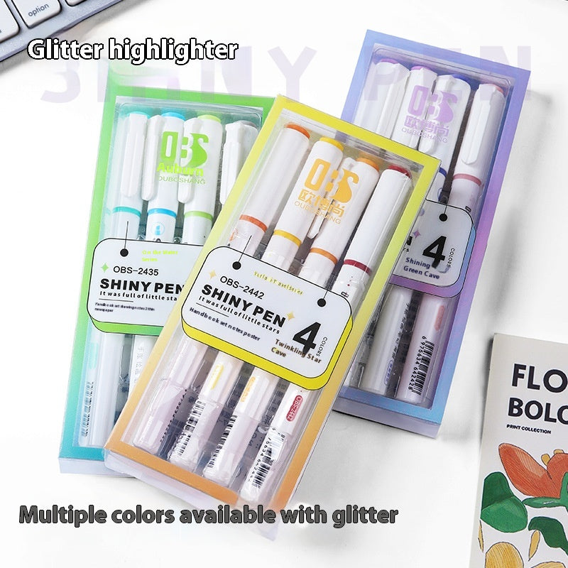 Stylo fluorescent Glitter Star River Compte à la main Belle attaque Classe clé Notes Mark C