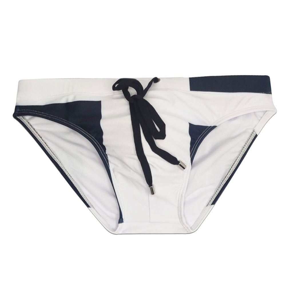 Arrivée Hommes Imprimé Contraste Couleur Petits slips Natation Trunks Close-fiting Low Waist