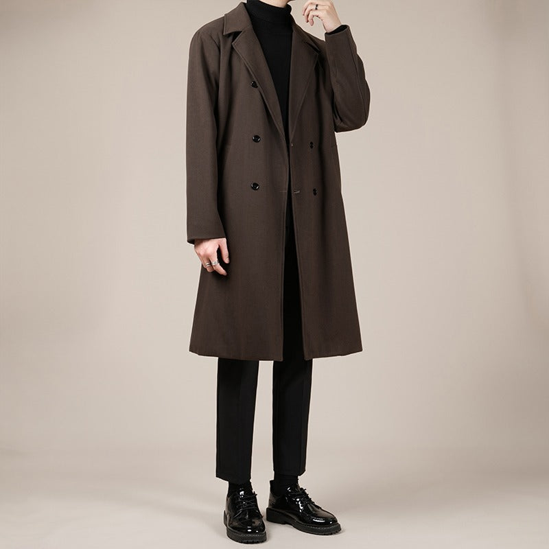 Autumn and Winter Trench Men's Mid-long Woolen Korean Coat