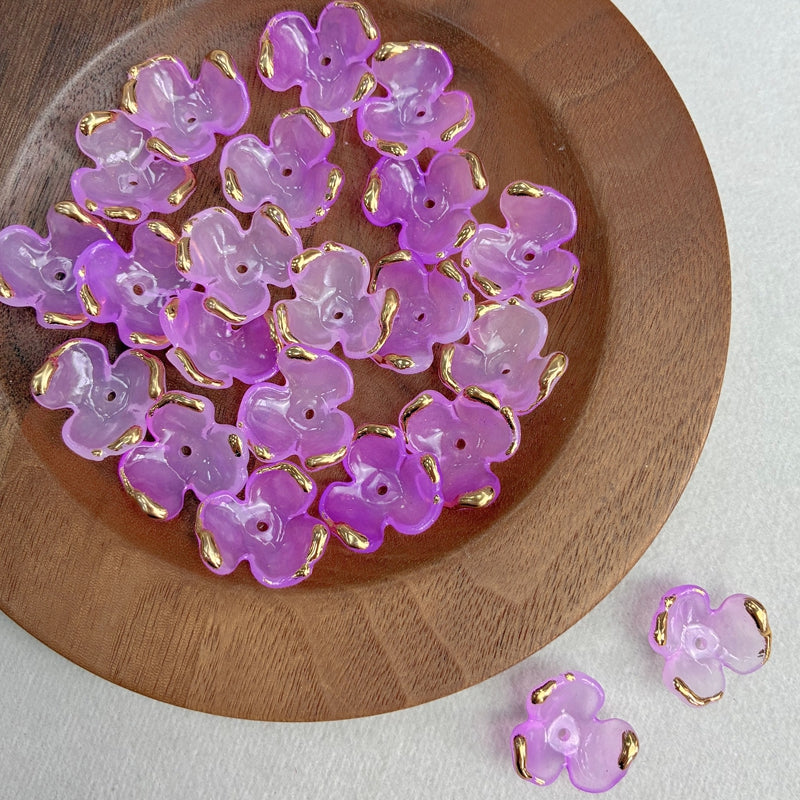 Charms de Clover Acrylique 3-Petal doré