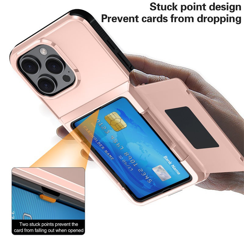 Solid Couleur simple Flip Bracket carte de téléphone Case