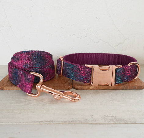 Plongée-dans-le-dark forêt collier chien Pet fournitures d'exportation laisse Set rose or boucle