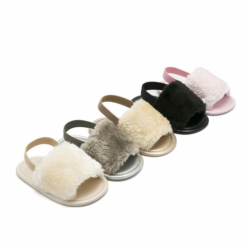 Chaussures casual élastiques en peluche pour filles
