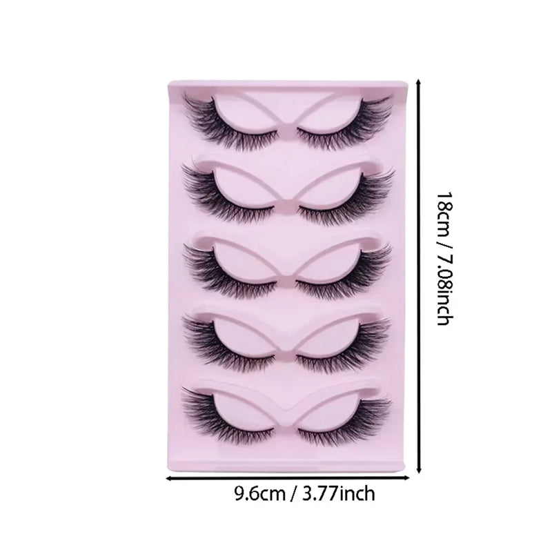 15Paires Chat Cils oculaires 3D naturel faux cils Fluffy Soft Cross Bande claire Cils Mang