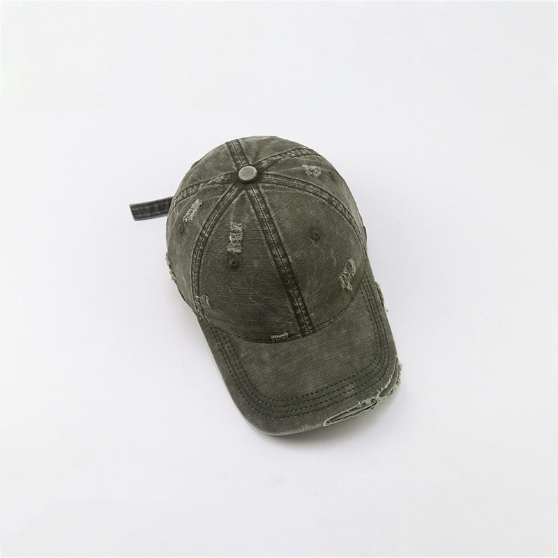 Femmes Street-style Détresse lavé Ripped Soft-crown Cap