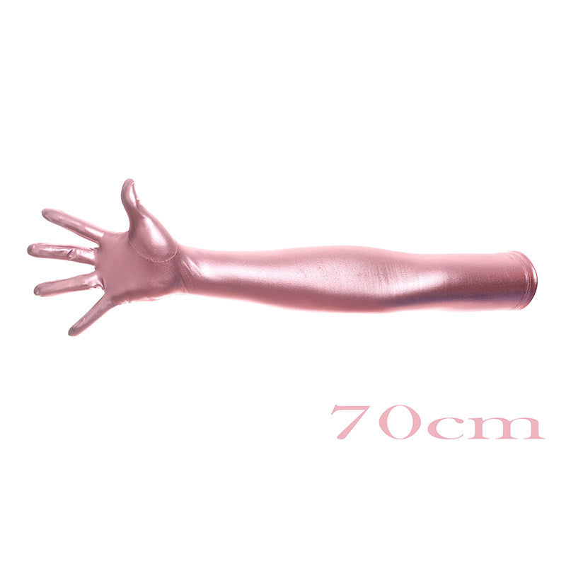 Gants d'estampage et de déguisement de long en or brillant