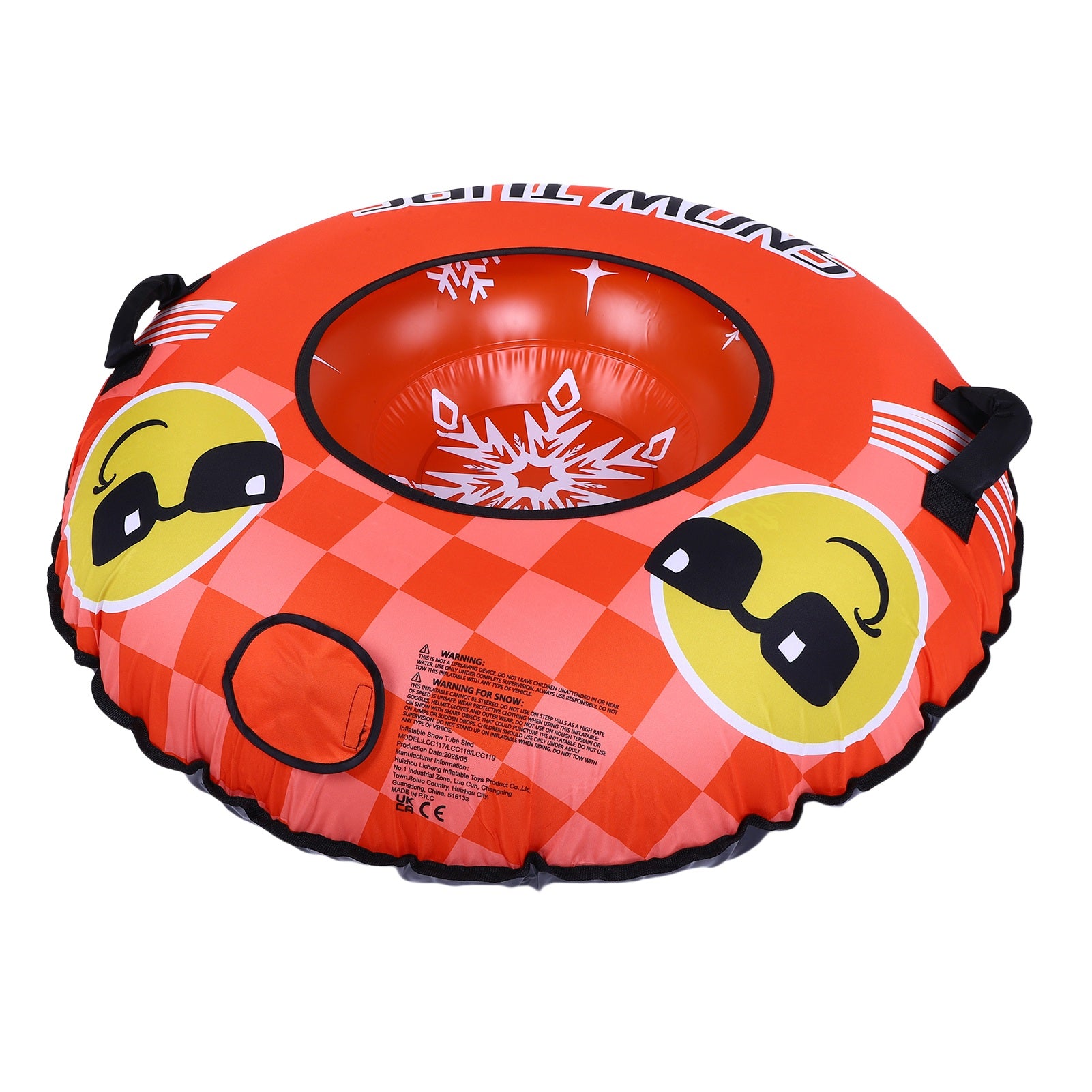 43.3 Inch Tube de neige PVC Cold Proof Gonflable Snow Sled Ski Ring Jouet d'hiver avec 2 poignées