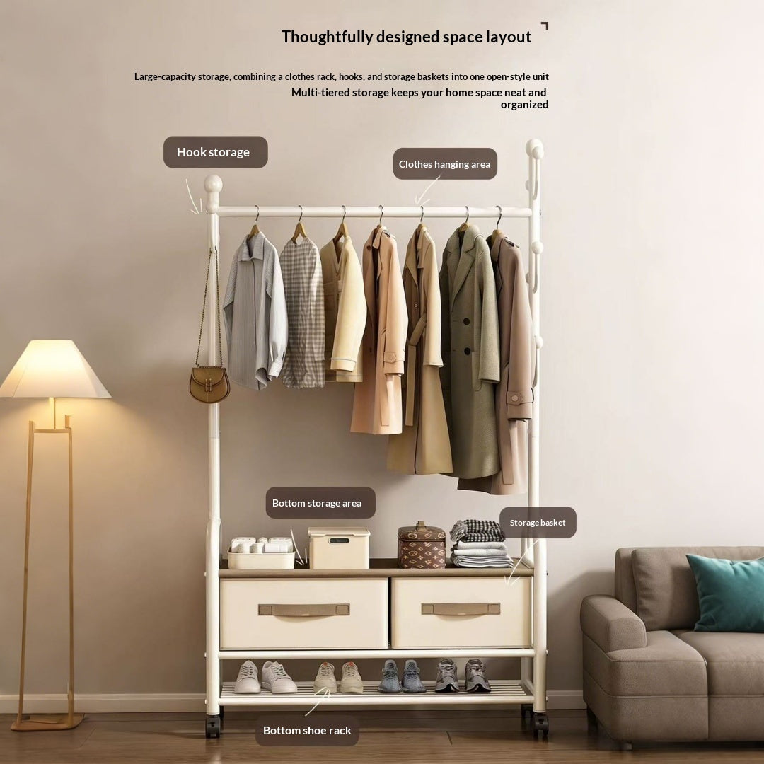 Étage de rack de vêtements Tiroir amovible Armoire Rack Chambre à accrocher Rack Balcon