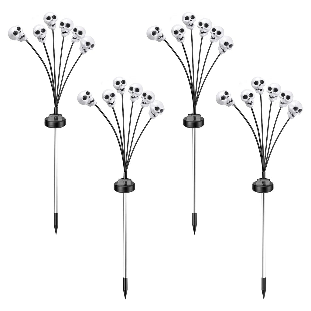 4 Packs Solaire Crâne Lumières Extérieure Décorations d'Halloween Solaire alimenté avec 6 têtes de crâne