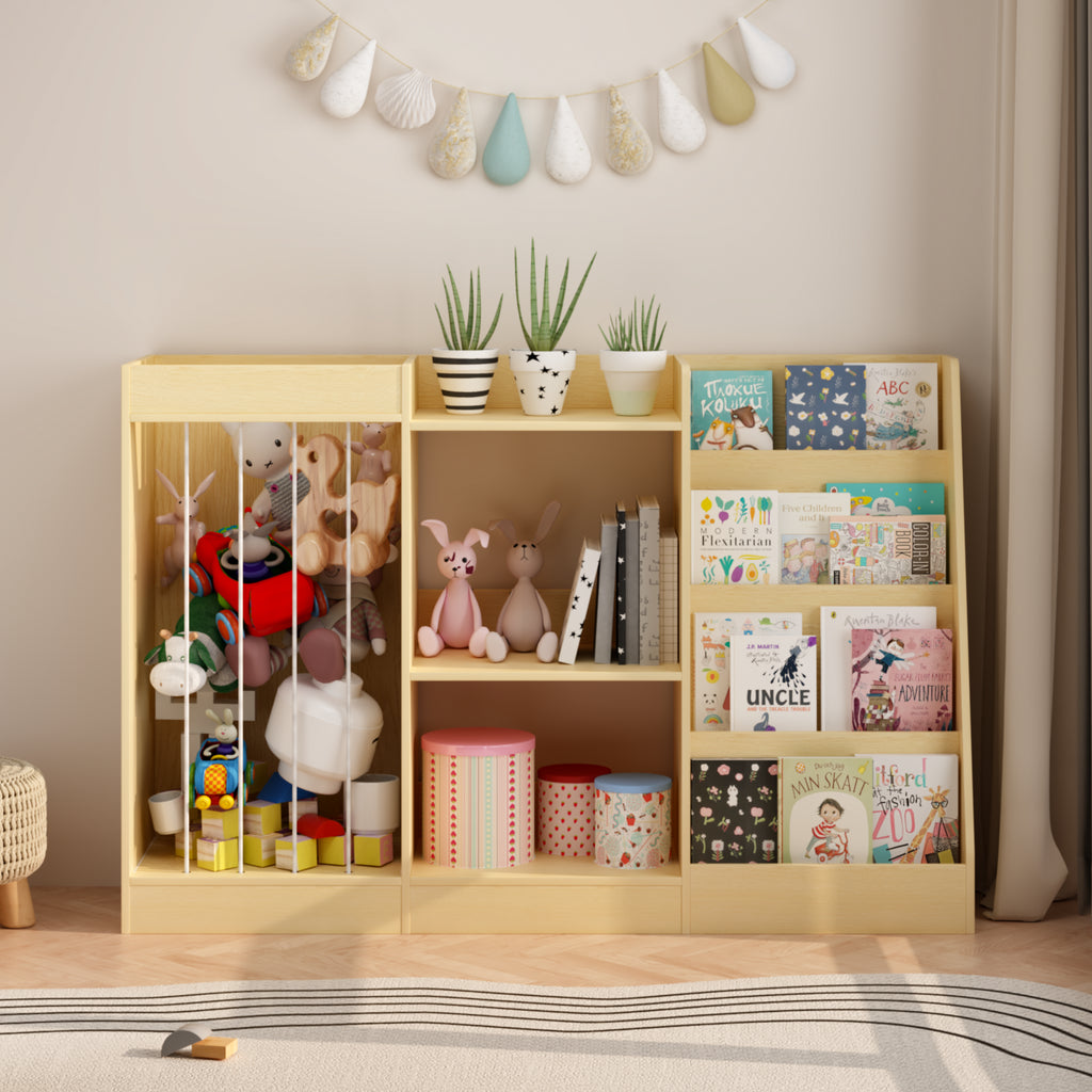 3-en-1 Bibliothèque pour enfants et rangement de jouets