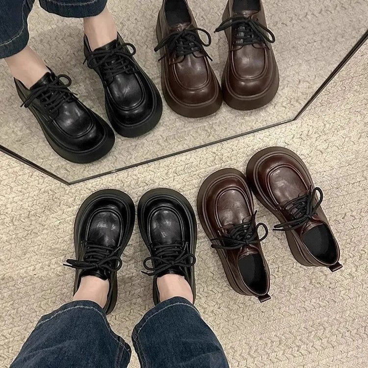 Chaussures en cuir en dentelle noire confortable pour le travail et le transport