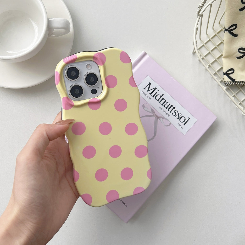 Coque de téléphone à point Polka de couleur brune avec film Wavy