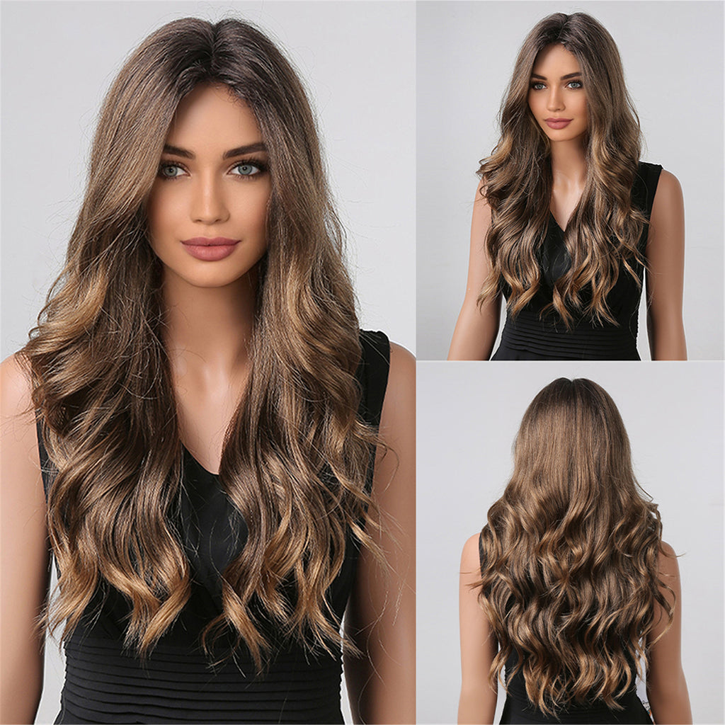 Brown Long Curly Hair Européen et American Wig