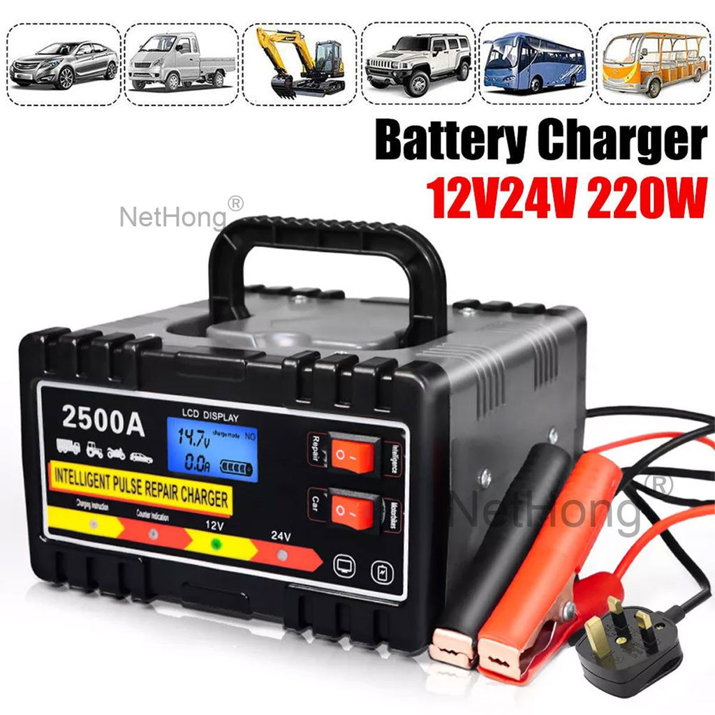 2500A DUTY HEAVY 12 24V CAR BATTERY CHARGER SMART PULSE TRICKLE DE RÉPONSE