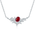 S925 Collier en saphir rubis en argent sterling